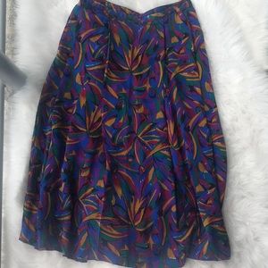 Printed Midi Flowy Skirt w Pockets